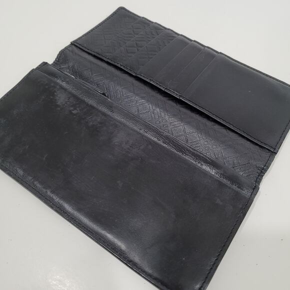 Burberry Black Label Wallet Black Bifold Card Bill Holder Leather Logo Slim Larg - Picture 3 of 12